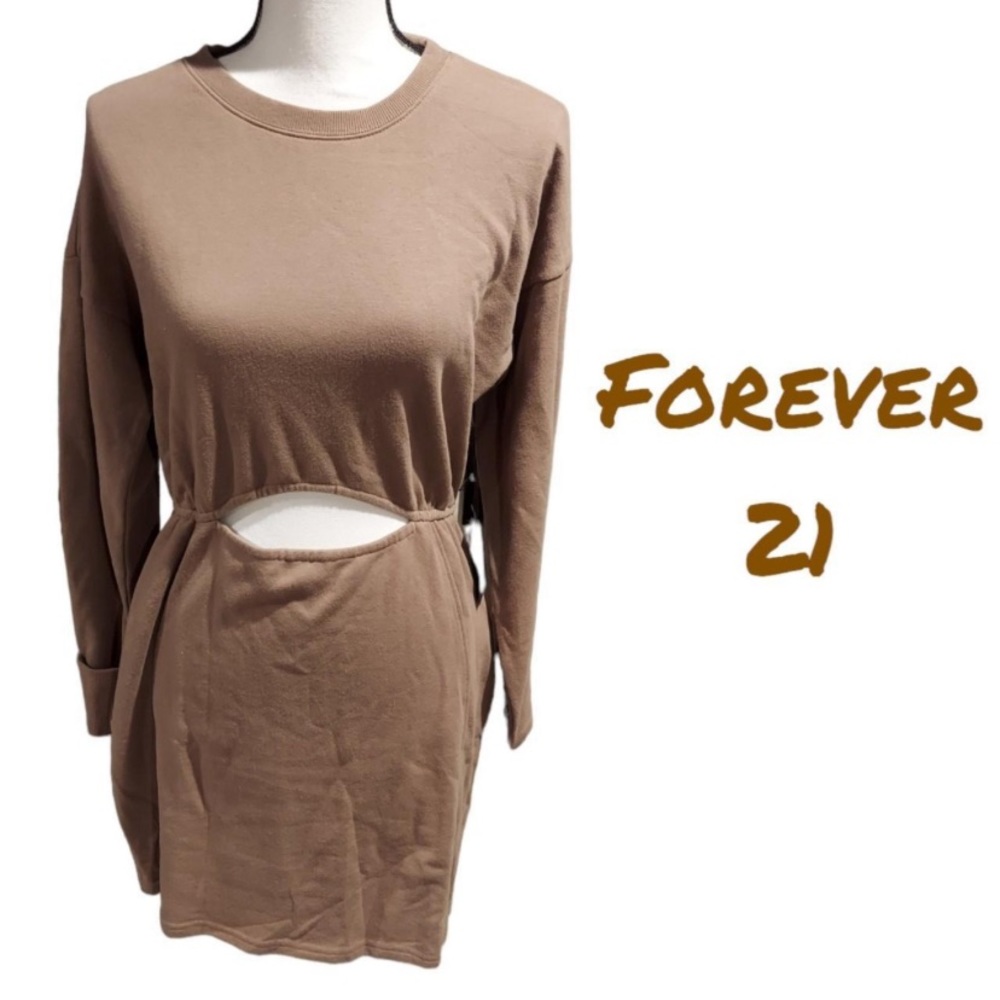 Womens Small Tan Cut Out Long Sleeve Mini dress